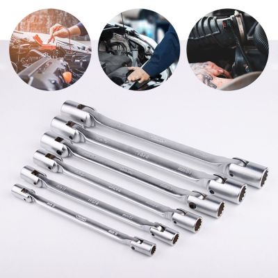 High Quality 8-14 mm Metric Double Flexible Head Socket Wrench Spanner CRV Hand Tools Set Cycling Accessories Auto Repair Tools