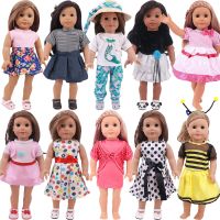 Doll Clothes Denim Dress 18Inch American Doll Girls Accessories Baby Reborn Clothes For 43Cm Our Generation AccessoriesKids Toy