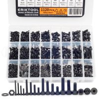 1120Pcs M2 M3 M4 M5 Hex Screw Set With Bolts Nuts Washers Carbon Steel Flat Round Cap Head Hexagon Socket Screw Kit Allen Bolts