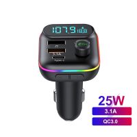 PD 25W Car Charger USB Type C Fast Charger QC3.0 Car Bluetooth 5.0 FM Transmitter Handsfree Car Kit Mp3 Player Support TF Card Car Chargers