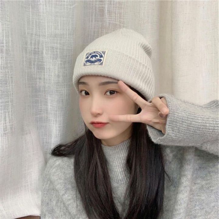 cod-2022-หมวกถักรุ่นใหม่-klein-สีฟ้าผู้หญิงสไตล์เกาหลี-ins-หมวกหน้าญี่ปุ่นหมวกไหมพรมกันหนาวฤดูใบไม้ร่วงและฤดูหนาว