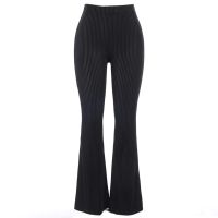 Women Dark Gothic Punk High Waist Flare Pants Harajuku Ribbed Velvet Black Wide Leg Bell Bottom Trousers Slim Fit Vintage Skinny