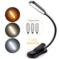 ETXRechargeable Book Light Mini 7 LED Reading Light 3Level Flexible Easy Clip Lamp Read Night Reading Lamp in Bed