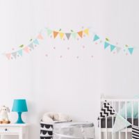 Colorful Triangle Flag Wall Stickers Self adhesive PVC For Festival Wall Decoration Christmas Decorations For Home Bedroom Decor