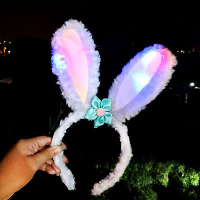 Plush Headband For Children With Flash Toy Hair Band With Plush Material For Added Comfort Korean Headband With Sparkling Star Design Luxurious Hair Jewelry With Embedded Gemstones Dailu-inspired Hair Band With Rabbit Ears