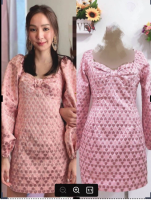 GANNIE​SHOP​ dress​ เดรส เดรสสาวอวบ ชุดคนอ้วน ชุดสีชมพู เดรสลายหัวใจ เดรสสีชมพู​ เดรสสั้น​ ชุดออกงาน​ ชุดไปงานแต่ง​ มีซิปหลัง​ ชุดน่ารัก