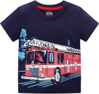 T-Shirt Solid Crew Neck Tee Toddler Boys Baby Cartoon Car Print Short Sleeve T Shirt Top Birthday Boys Shirts