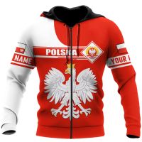 Mens Zipper Hoodie 2021 Fashion Casual Home Sweatshirt 3D Printing Poland Flag Zipper Shirt Personality Oversized Jacket