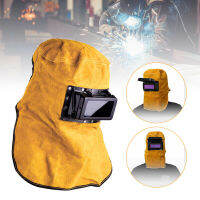 【Factory price】Universal Solar Auto Darkening Filter Lens Welder Leather Hood Welding Helmet Guard Protect Supplies Yellow Head-Mounted Leather Hood Grinding