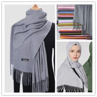 【YF】 JTVOVO RUNMEIFA 2021 New Luxury Brand Womens Summer Thin Shawl Cashmere Pure Color Fringed Hijab Bandana Headscarf Winter Scarf