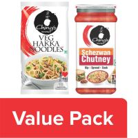 ChingS Secret Veg Hakka Noodles 150g + Schezwan Chutney 250g , Combo 2 Items.