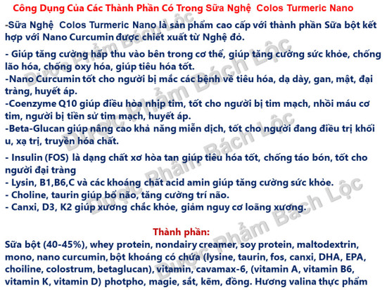 Sữa nghệ colos turmeric nano giúp tăng cường sức khỏe - ảnh sản phẩm 2