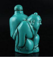 Collectable Chinese Turquoise Carve Old Man Figure Unique Delicate Snuff Bottle