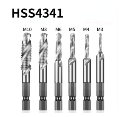 ชุดดอกสว่านก้านหกเหลี่ยม HSS,ดอกสว่านเจาะเกลียวเมตริกเครื่องเจาะเกลียว M3 M4 M5 M6 M8 M10