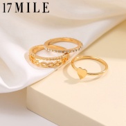 17 Dặm Đồ Trang Sức 18K 3PC Của Phụ Nữ Vàng Nhẫn New Kim Cương Hình Trái