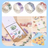 LNLQV 100Pcs/Roll เครื่องเขียน สมุดภาพ สติ๊กเกอร์ ดอกเห็ดผีเสื้อ ing เทปกาว เทป Washi