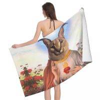 The Holy Floppa Beach Towel Quick Dry Funny Caracal Cat Soft Linen Microfiber Pool Sauna Towels Towels