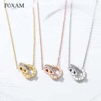 【CW】POXAM Luxury Elegant Crystal Choker Fashion Roman Digital Stainless Steel Gold Silver Color Pendant Necklaces for Women Jewelry