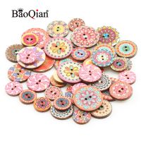 50pcs15-25mm Color Pattern Pattern Fashion Clothing Decoration Scrapbook Diy Wooden Home Sewing Button Accessories Haberdashery