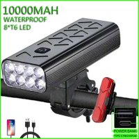 8T6 LED ไฟจักรยาน USB ชาร์จ10000MAh ไฟจักรยานด้านหลังไฟหน้า Super Bright ไฟฉาย MTB Rode ขี่จักรยานด้านหน้า Lamp