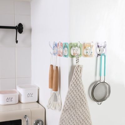 [COD] Cuttable six rows of hook kitchen punch-free strong non-marking adhesive hanger door back key storage sticky