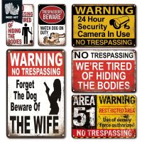 INEED Vintage No Trespassing Metal Wall Stickers Retro Garden and Yard Warning Tin Sign Wall Plate Home Decoration Slogan Plate