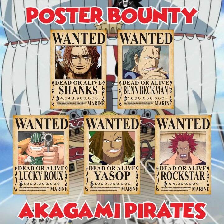 Poster Bounty Anime One Piece Yonko/Yonkou Akagami Red Hair Shanks ...