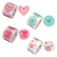 500pcs Flower Thank You Sticker 1.5 Inch Round Heart Seal Label for Wedding Gift Drop shipping