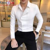 COZY เสื้อสีทึบชุดใหม่ Slim Fit MEN เสื้อแขนยาวผู้ชาย Camisa Masculina Tuxedo เสื้อผ้า