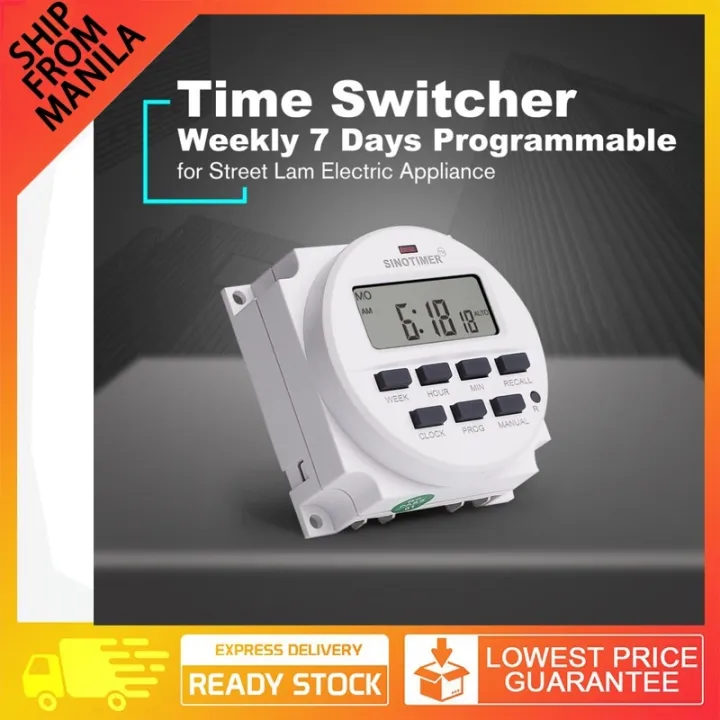 Sinotimer 220v Weekly 7 Days Digital Programmable Timer Switch Relay