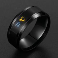 Smart Sensor Body Temperature Ring Stainless Steel Fashion Display Real-time Temperature Test Finger Ring