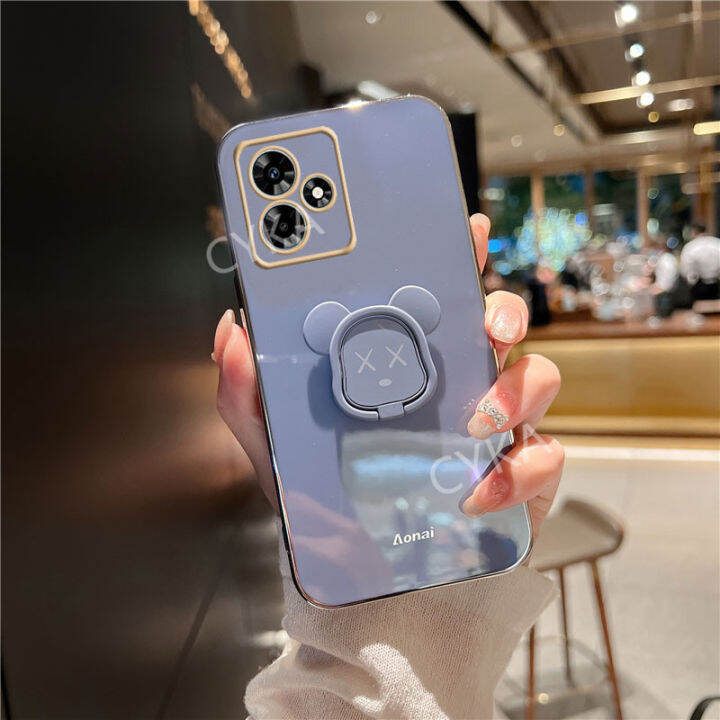 ป้องกันเลนส์กล้องชุบเคสแบบนิ่ม-realmec53ปลอกโทรศัพท์มือถือ-realme-เคสโทรศัพท์หมีขาตั้งโทรศัพท์