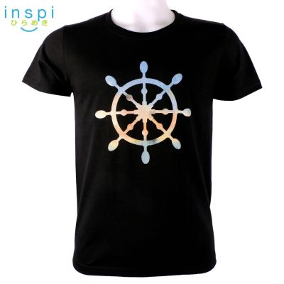 INSPI Tees Ship Wheel (Black)เสื้อยืดพิมพ์กราฟิกทีบุรุษเสื้อยืดสำหรับผู้ชายเสื้อยืดขาย 1G27 PYQN