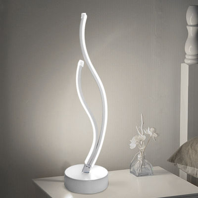 18W Modern LED Table Lamp Energy-Saving Spiral Acrylic Bedside Decorative Lamp Night Light Reading Desk Light for Lighting Decor