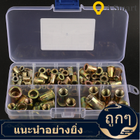 【ลดราคา】【ลดสุดใจ】New 100Pcs Multifuctional Galvanized Carbon Steel Rivet Nut Kit M3 M4 M5 M6 M8