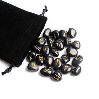 25Pcs Natural Obsidian Crystal Rune Black Runes Stone Irregular Divination Fortune-ling Healing Meditation Gift Collection