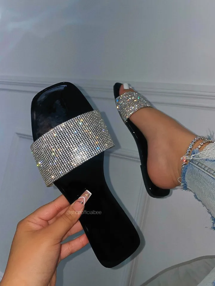 womens bling slides