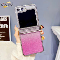 KISSCASE เคสโทรศัพท์โปร่งใสแวววาวไล่ระดับสีสำหรับ Samsung Galaxy Z Flip 5 Flip 4 Flip 3 5G พร้อมการป้องกันบานพับเคส Galaxy ด้านหลังพับฮาร์ดพีซีกันกระแทกรวมทุกอย่าง Z Flip 5 Flip 4 Flip 3