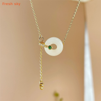 Fresh sky สร้อยลูกปัดทรงโค้งสร้อยคอหยกเฮติสำหรับผู้หญิงของขวัญเด็กผู้หญิงอารมณ์สดชื่นเครื่องประดับแฟชั่นความสุขสงบ