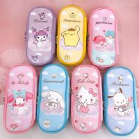 Sanrio Hello Kitty เด็กผู้หญิงการ์ตูนซิป Pu Stationery Case นักเรียนมัธยมปลายกระเป๋าดินสอ Kuromi Cinnamon Case