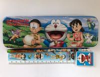 ชุดเครื่องเขียน กล่องเหล็ก ดินสอ ไม้บรรทัด ยางลบ ลาย Doraemon ลิขสิทธิแท้