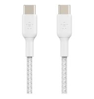 CHARGER CABLE (สายชาร์จ) BELKIN BRAIDED USB-C TO USB-C 1 METER (CAB004BT1MWH) (WHITE)