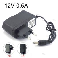 AC to DC 100-240V Camera Power Adapter Supply Charger 12V 0.5A 500mA for LED Strip Light 5.5mmx2.1mm US/EU/AU YB1TH