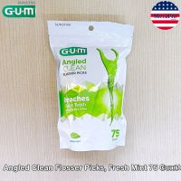 GUM® Angled Clean Flosser Picks, Fresh Mint 75 Count ไหมขัดฟัน รสมิ้นต์ ไม้จิ้มฟัน ผลิตภัณฑ์ดูแลช่องปาก