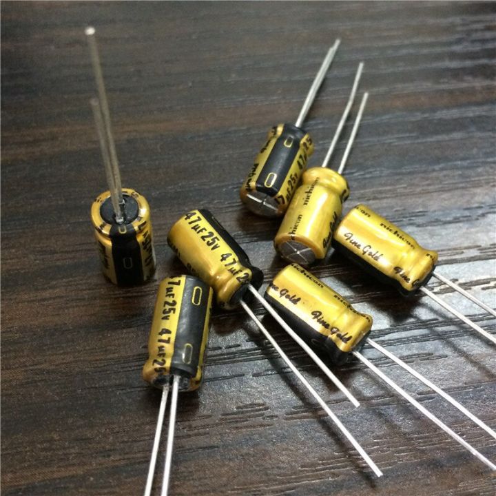 10pcs-47uf-25v-nichicon-fg-fine-gold-6-3x11mm-25v47uf-high-grade-audio-capacitor