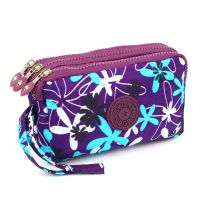 3 Zippers Women Wallet Canvas Fabric Lady Purses Moneybags Flower Coin Purse Clutch Wristlet Handbag Girls Wallet Burse billfold Wallets