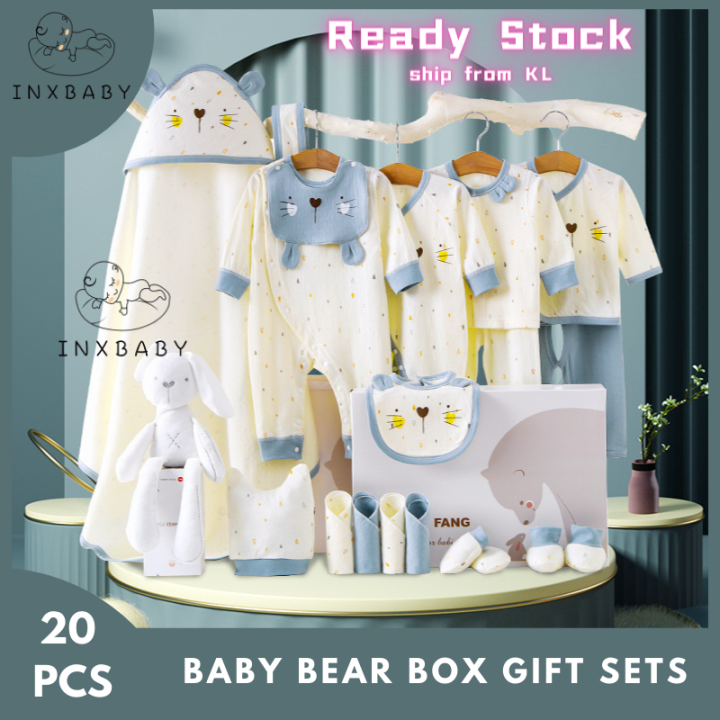 READY STOCK LUXURY DESIGN 20/19pcs Newborn Baby Gift Sets 100% Cotton ...