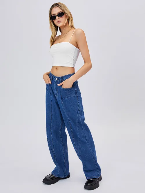 Cider Middle Waist Pocket Wide Leg Jeans Lazada PH