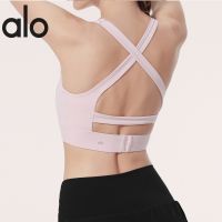 Alo Yoga เสื้อชั้นในสปอร์ตบรา ผ้าฝ้าย แต่งหัวเข็มขัด ถอดออกได้ เหมาะกับใส่เล่นโยคะ พิลาทิส สําหรับผู้หญิง xd