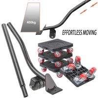 6Pcs Professional Furniture Mover Tool Set Heavy Stuffs Transport Lifter Wheeled Mover Roller with Wheel Bar Moving